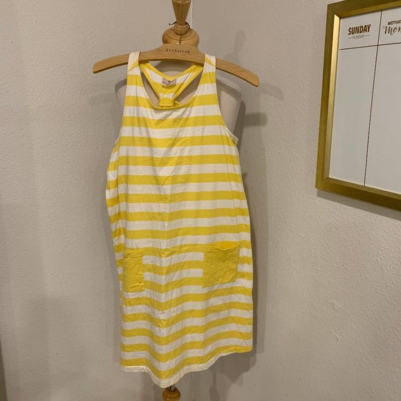 yellow and white striped sundress